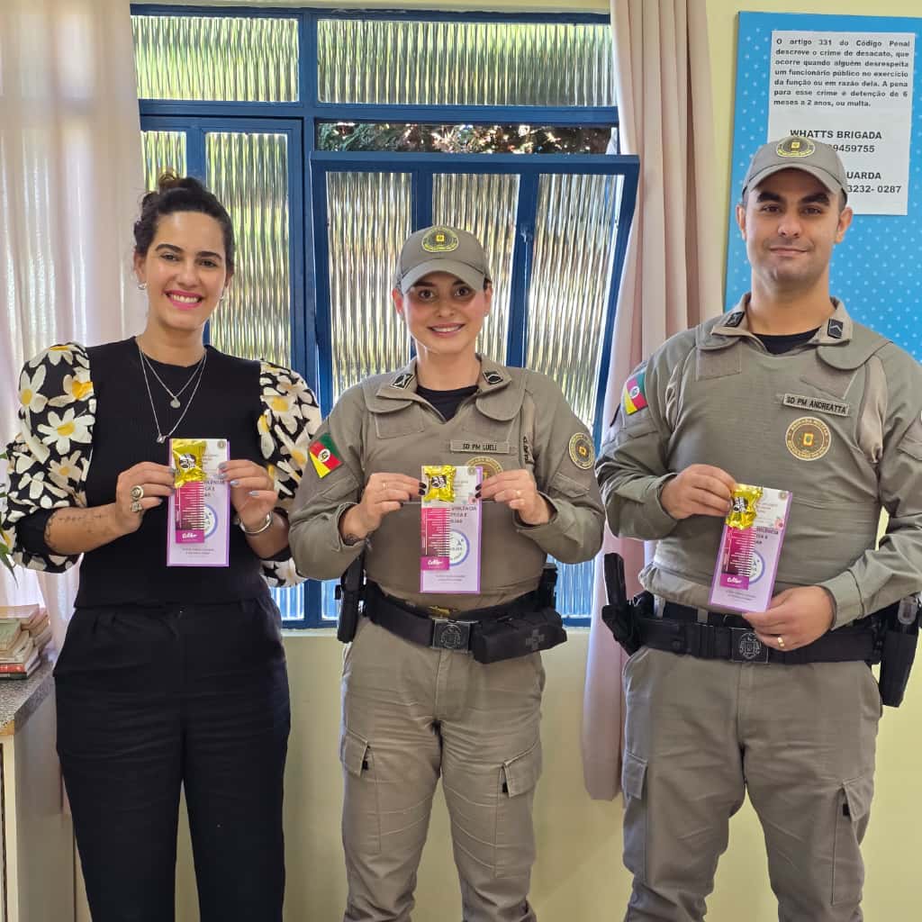 Elo de Proteção: Patrulha Maria da Penha realiza ação de conscientização sobre violência doméstica em escola de Vacaria