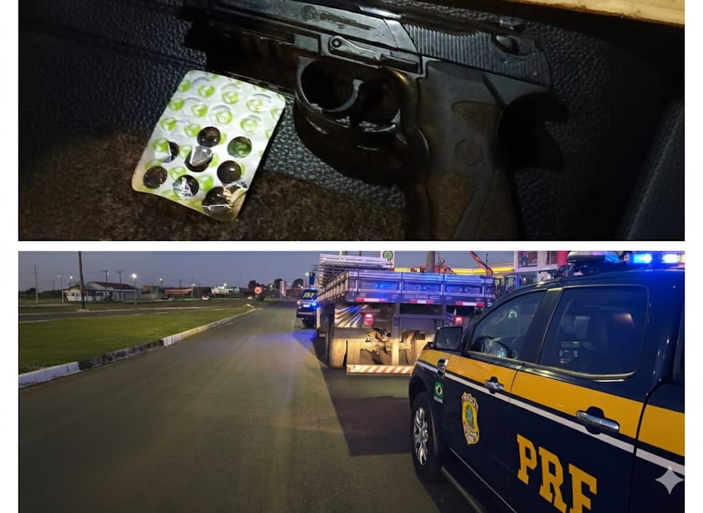 Para Enganar Radar: Caminhoneiro cobre placas, é parado pela PRF e acaba preso com drogas e arma falsa em Vacaria