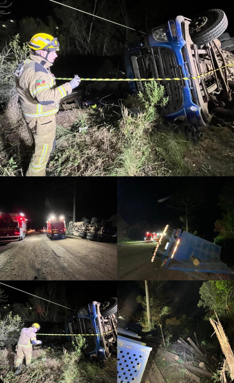 Tragédia na BR-116: Bitrem carregado com toras tomba na Ponte do Pelotas e deixa mulher e criança mortas